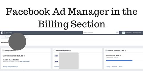 Facebook Ad Manager in the Billing Section